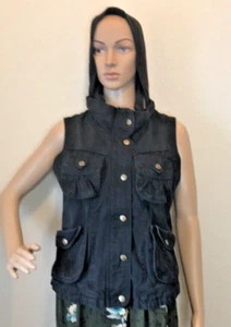 Sashimi Black Denim Vest with 4 Pockets Size M - Picture 1 of 7