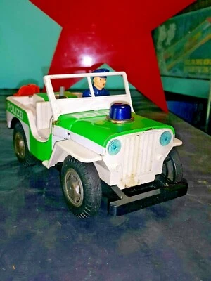 VINTAGE POLICE PATROL JEEP JAPAN MODERN TOYS TRADE MARK TIN TOY BATTERY OPERATED - Image 1 of 4