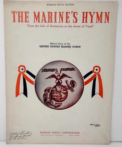 The Marines Hymn Sheet Music Robbins Royal Edition 1942 - Picture 1 of 5