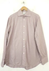 GIANFRANCO FERRE STUDIO Mens 17 43 White & Dark Red Print Dress Shirt Button  - Picture 1 of 4