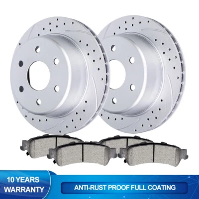 REAR Rotors Brake Pads for Chevy Tahoe Silverado Suburban GMC Sierra Yukon 1500 - Image 1 of 4