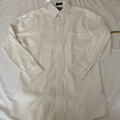 Stafford Beige Dress Shirt Mens Size 16 32-33 Performance Fitted - Image 1 of 4