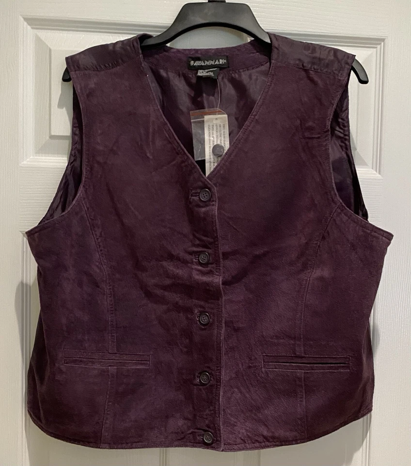 Women’s 1X SAVANNAH Purple Suede Leather Vest NEW NWT - Image 1 of 4