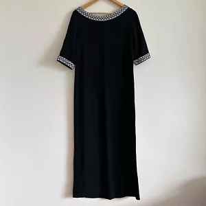 vintage long black dress silver embellished collar detail shift maxi party dress - Picture 1 of 11