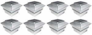 8-Pack Solar Silver 4"x4" Square Deck Post Fence Light Bright LED PL244S - Picture 1 of 7