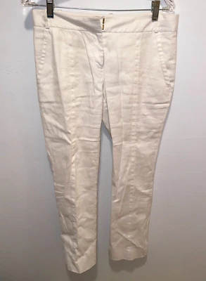 PANTALONES DE BOLSILLO DIANE VON FURSTENBERG LINO ALGODÓN ELASTANO FORRADOS BLANCOS Talla 6 DVF Foto 1 de 4