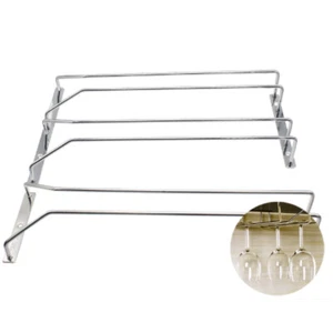 Hanging Wine Glass Shelf Holder Hanger Organizer Under Cabinet Cup Storage Rack - Picture 1 of 11