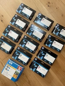14 BOXED HP 70 INKS DesignJet Z3100 Z2100 Z3200 C9448A C9450A C9451A -C9459A - Picture 1 of 6