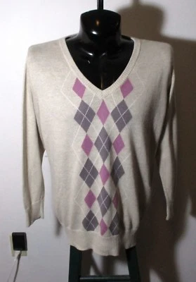 MERONA Taupe Lavender Angora Blend Argyle Sweater Size M (2) - Image 1 of 4
