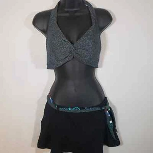 Coco Reef Bikini Swimsuit Sz 34C Top Large Swimskirt Black Turquoise Brown - Picture 1 of 9