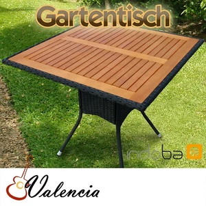 Gartentisch Terrassentisch Esstisch Balkontisch Gartenmöbel Holz und Polyrattan - Bild 1 von 6