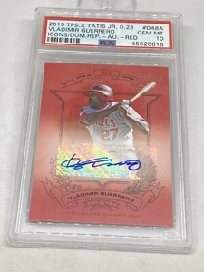 2019 VLADIMIR GUERRERO TOPPS  TATIS JR #23 AUTO.-RED /25 PSA 10 POP 1 GEM MT - Picture 1 of 8