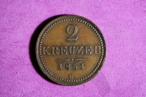 1851 B Austria 2 Kreuzer Copper Coin #M19964 - Picture 1 of 2