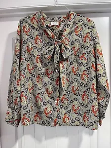 VTG Sears Perma Prest WOMENS BLOUSE W TIE. XL/XXL Paisley Print. EUC - Picture 1 of 10