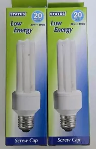 2x STATUS ENERGY SAVING LIGHT BULBS 20W 100W ES SCREW - Picture 1 of 2