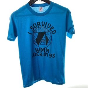 Survived WMM Lock In 93 M Teal T-shirt Vintage Made in USA Women Make Movies - Picture 1 of 3