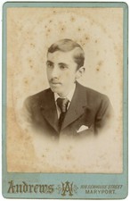 Circa 1890'S Cabinet Card Handsome Man Moustache Andrews Maryport England, UK