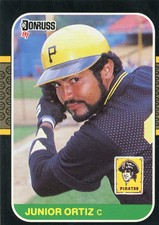 1987 Donruss Baseball Card   #449 - Junior Ortiz - Pittsburgh Pirates