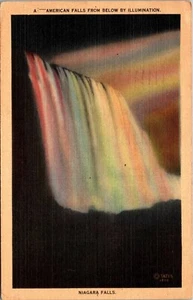 Tarjeta postal vintage de American Falls, vista desde abajo, por iluminación - Imagen 1 de 2