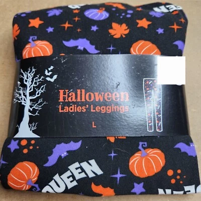Halloween Queen Pumpkin Bats Leggings Womens Large Bobbie Brooks NWT - Image 1 of 3