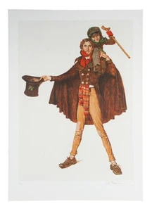 "Tiny Tim" by Norman Rockwell Lithograph on Arches Paper Ettinger Inc. 1977 - Picture 1 of 5