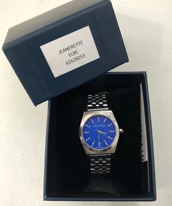 Jeanneret Elbe Uhr Damen silber Armbandetui blaues Zifferblatt Juwel Akzente Damen - Bild 1 von 9