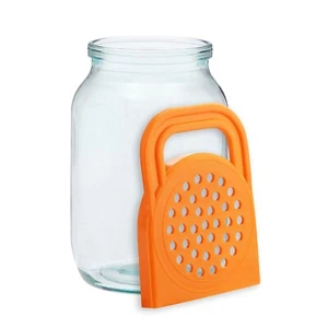 ABTROPFDECKEL-SIEB FÜR GLÄSER MIT GRIFF ZUM ABTROPFEN VON SOLE, MARINADE AUS GLAS - Bild 1 von 4