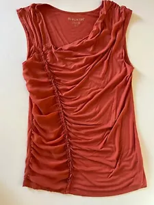 Mac & Jac Damen lachsfarbene ärmellose Bluse Tank asymmetrisch transparent Größe Medium - Bild 1 von 6