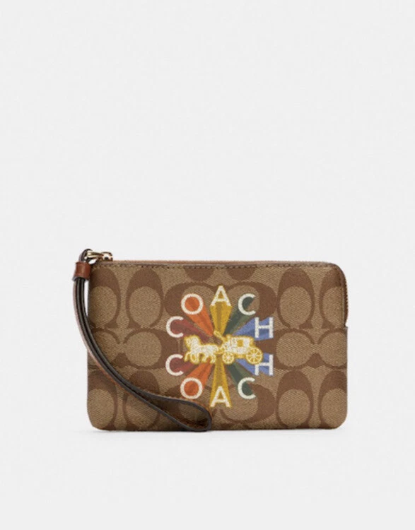 COACH C7308 WRISTLET SIGNATURE CANVAS RADIAL RAINBOW PRIDE LGBTQ WALLET