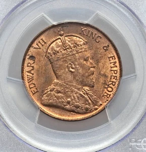 1904-H HONG KONG EDWARD VII BRONZE CENT PCGS MS-64 RED & BROWN HEATON MINT, KM11 - Picture 1 of 4