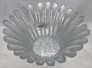 Blenko Glass Daisy Peddle Sunflower Flower Bowl Dish Handcraft Studio Art Label - Picture 1 of 18