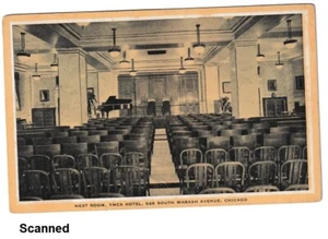 IL Postcard West Room YMCA Hotel Wabash Ave Chicago 1923 Vintage Postcard - Picture 1 of 2