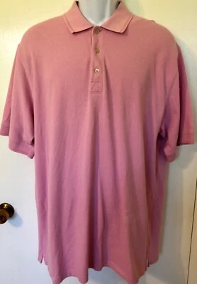 GREG NORMAN GOLF POLO SSLV PARA HOMBRES X-GRANDE CAMISA DE ALGODÓN ROSA SÓLIDO XL-ALTO USADA Foto 1 de 4