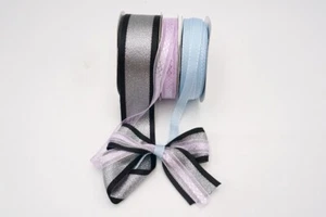 Valentines Day Sale 1.5"+ 3/8"x 25YD + 3/8" 20YD The Glitery Silver Ribbon - Picture 1 of 4