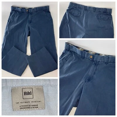 Pantalones chinos Hiltl para hombre 36x27 azul algodón elastano frente plano Rumania YGI N5-129 Foto 1 de 4