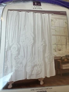 Lush Decor Shower Curtain White With 3D Flowers NWT MSRP $117  - Picture 1 of 7