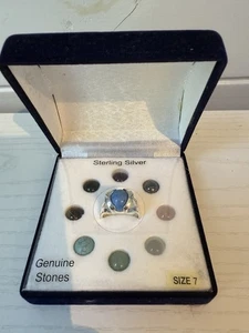 Sterling Silver Ring Size 7 With Interchangeable Genuine Stones - Picture 1 of 3