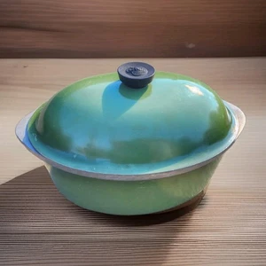 Vintage Club Aluminum Oval Roaster Dutch Oven Avocado Green MCM Large 14" - Picture 1 of 8