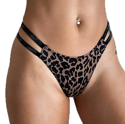 Paquete de 3 Sexy Mujer Leopardo Bragas Bikinis Lencería Calzoncillos Damas Ropa Interior Foto 1 de 4