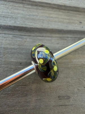 Trollbeads Unique Bead, Brown, Yellow, Blue Preowned - Image 1 of 4