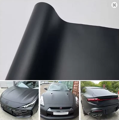 Full Roll 100FT x 5FT Matte Flat Black Vinyl Car Wrap Film Sticker Bubble Free - Image 1 of 4