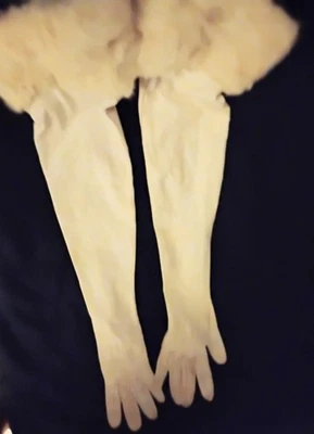 23 «Белый ребенок кожи свадьбы Opera перчатки Топ 4» белая норка манжеты новом 7,5 заказ  - Изображение 1 из 4