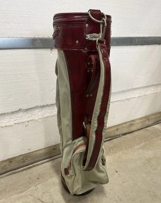 Vintage - TITLEIST - Bolsa de Golfe - Couro Vermelho / Lona Cinza - com 13 Tubos * Leia - Imagem 1 de 4