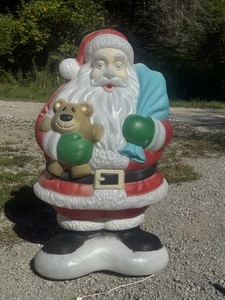 39 Zoll Vintage Empire beleuchteter dicker Weihnachtsmann Blasform mit Teddybär/Sack - Bild 1 von 7