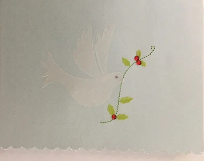 Papyrus- Christmas / Holiday- Vellum Dove- Pearlized, Stitching, Glitter, Gems - Image 1 of 3