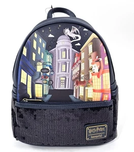 Mini mochila Harry Potter Diagon Alley Loungefly lentejuelas nueva con etiquetas - Imagen 1 de 9