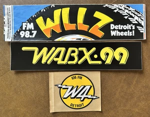 (Lot of 3) Vintage Detroit Radio Station Bumper Stickers WABX 99, 98.7 WLLZ, W4 - Picture 1 of 2