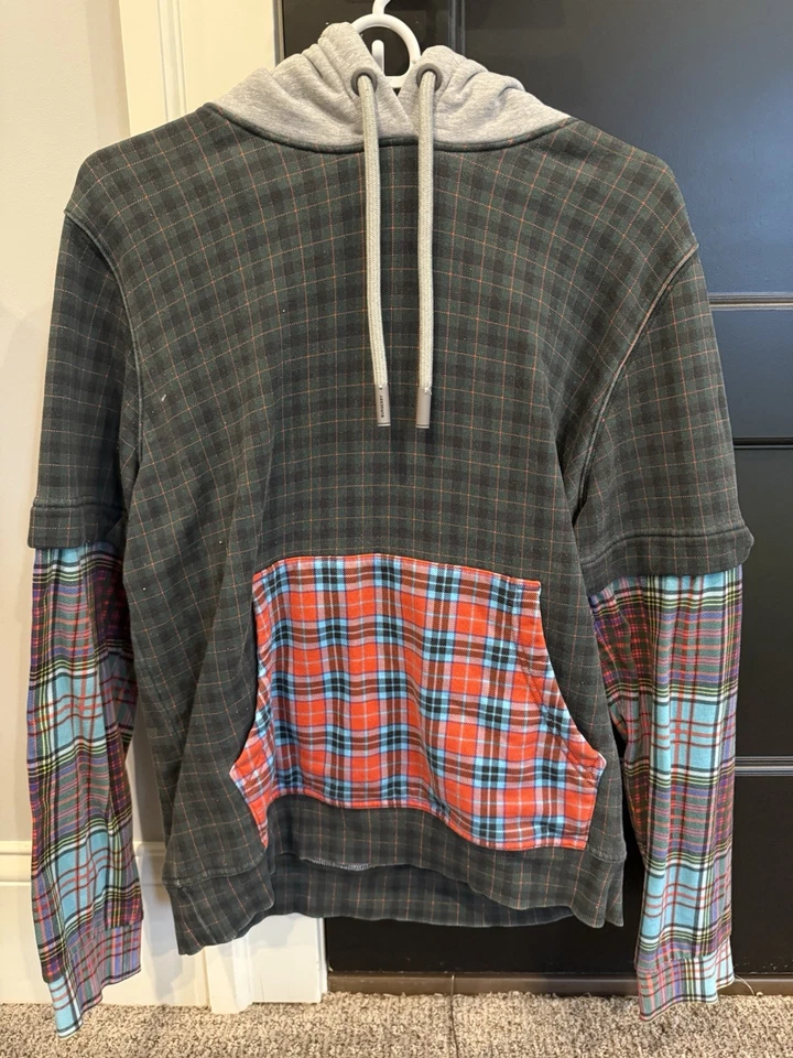 Burberry Check Hood Patch Work Hoodie Multicolor Men’s Size S With Flaw - Image 1 of 4
