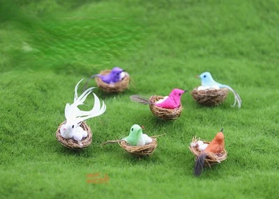 1:12 Scale Dollhouse Miniature Cute Bird's Nest Feather Bird House Accessorie - Image 1 of 4