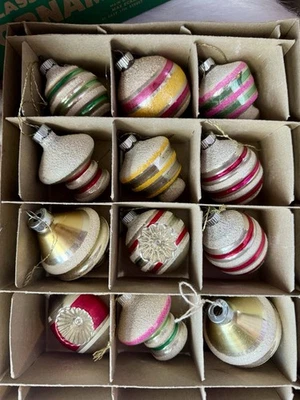 Bolas de mica Brite brillantes de colección tornado remolino árbol adorno de vidrio de mercurio en caja 12 Foto 1 de 4